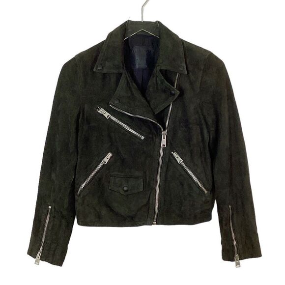 ALLSAINTS All Saints Size 4 Chine Biker Jacket Suede Goat Leather Moto Zipper
